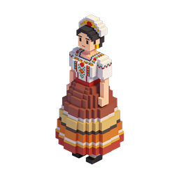 Mexican Woman Voxel Art - Traditional 3D Icon