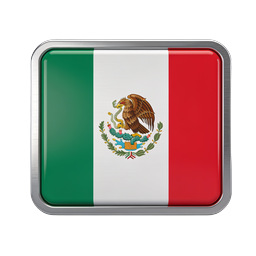 Mexico Flag Icon - Glossy 3D Metallic Button Design