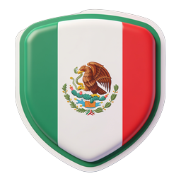 Mexico Flag Shield Icon - 3D Glossy Country Emblem