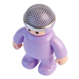 Cute Microhead Character 3D Clay Icon for Music Apps