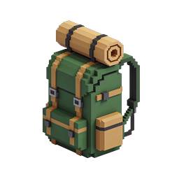 Pixel Art Military Backpack 3D Voxel Icon