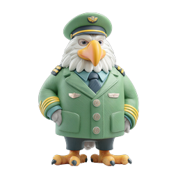 Military Eagle Officer Character Icon - 3D Rendered