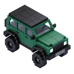 Icona 3D Isometric Voxel Jeep Militare per Giochi