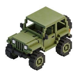 ไอคอนรถจี๊ปทหารแบบ Voxel - ยานพาหนะออฟโรด 3D Pixel Art