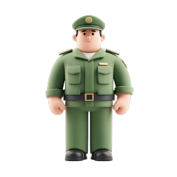 Icona personaggio ufficiale militare 3D | Illustrazione soldato dell'esercito