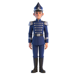 Military Officer Character - 3D Cartoon Icon