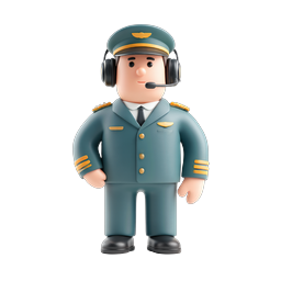 Icono de personaje 3D Oficial Militar - Capitán de Aviación