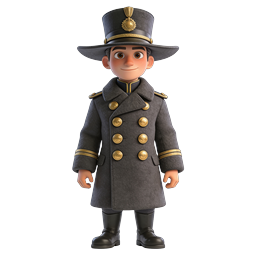 3D Cartoon Military Officer Character Icon