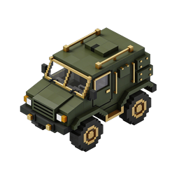 Military Off-Road Vehicle Voxel Icon | 3D Isometric