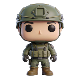 Military Soldier Funko Pop Style 3D Icon
