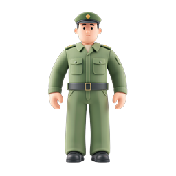 Military Soldier Character Icon - 3D Army Serviceman