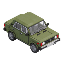 ไอคอน 3D Isometric รถ SUV ทางทหารแบบ Voxel - ยานพาหนะออฟโรดของกองทัพ