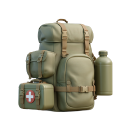 Military Tactical Backpack with First Aid Kit & Canteen