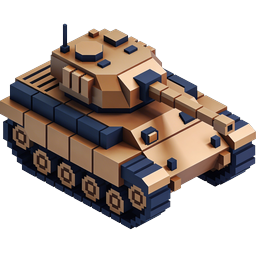 Military Tank 3D Isometric Icon - Voxel Style