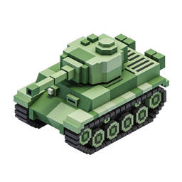 Blocky Military Tank Icon for Games and Education