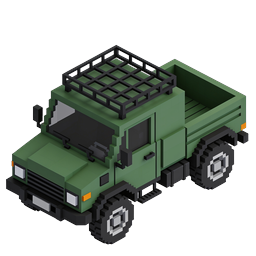 Military Truck Voxel 3D Pixel Art Icon