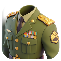 Military Uniform Dress Jacket Icon - 3D Clay Style