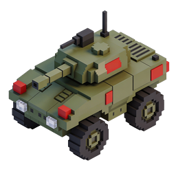Militärisches Panzerfahrzeug Voxel 3D-Icon
