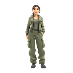 Stylized Military Woman Icon for Empowerment Themes