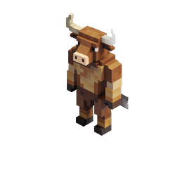 Minecraft Bull Voxel Character Icon - 3D Pixel Art