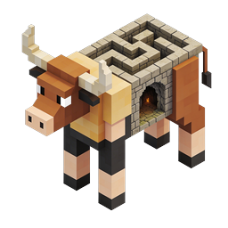 Minecraft Bull Voxel Icon - Isometric 3D Block Animal