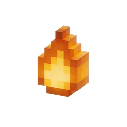 Minecraft Pixel Flame Icon - 3D Voxel Fire Symbol