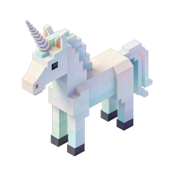 Minecraft Unicorn 3D Isometric Icon | Voxel Fantasy