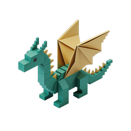 Minecraft Voxel Dragon 3D Icon - Fantasy Block Art