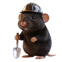 Adorable Miner Mouse Character with Hard Hat & Shovel