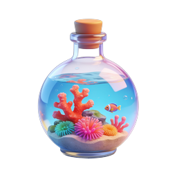 Mini Aquarium Bottle Icon | 3D Underwater World