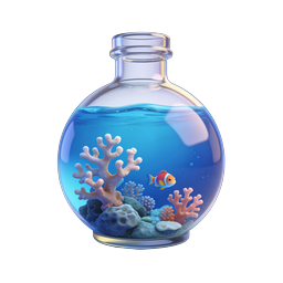 Mini Aquarium Fishbowl with Clownfish & Coral