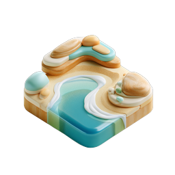 Mini Beach Island 3D Icon - Tropical Vacation Design