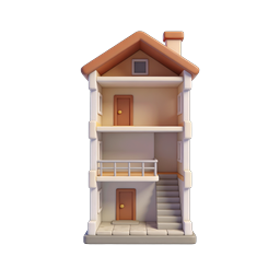 Charming 3D Miniature Dollhouse Icon for Home Apps