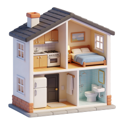 Mini Dollhouse Cross-Section 3D Icon