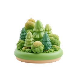 Mini Forest Clay Island 3D Icon - Whimsical Nature Illustration