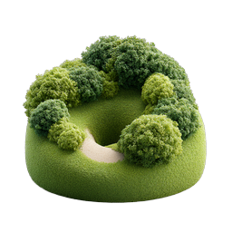 Realistic Mini Grass Island Topiary Garden Icon