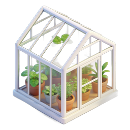 迷你温室盆栽图标 | 3D 花园插画