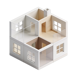 Isometric Mini House 3D Icon for Real Estate