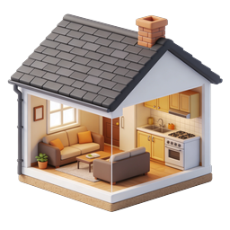 Miniature House Cross-Section 3D Home Interior Icon