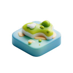 Mini Island 3D Isometric Icon - Travel & Nature