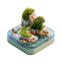 Mini Island 3D Isometric Nature Icon for Games & Apps