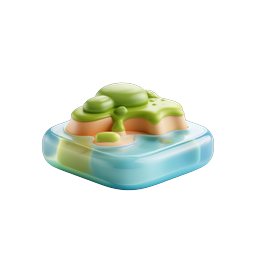 Mini Island 3D Icon - Tropical Nature Design