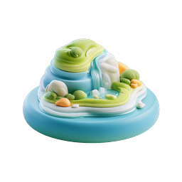 Mini Island Waterfall Clay-Style Nature Icon