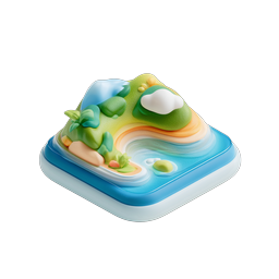 Ícone 3D Isométrico de Terreno de Ilha Mini