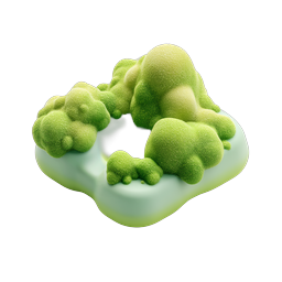 Icono de naturaleza 3D estilo arcilla de mini isla con árboles