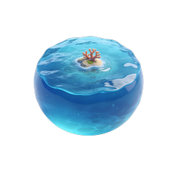 Mini Ocean Sphere Icon - 3D Water Globe with Coral Island