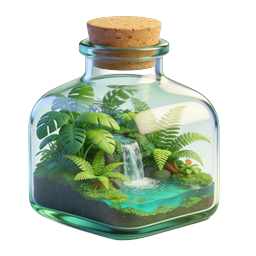 Mini Terrarium Bottle with Tropical Garden Ecosystem