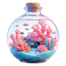 Miniature Aquarium in Glass Bottle Icon
