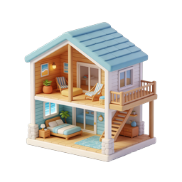 Charming Miniature Beach House Dollhouse Icon