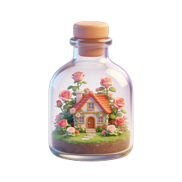 Miniature Bottle Garden with Cottage and Roses